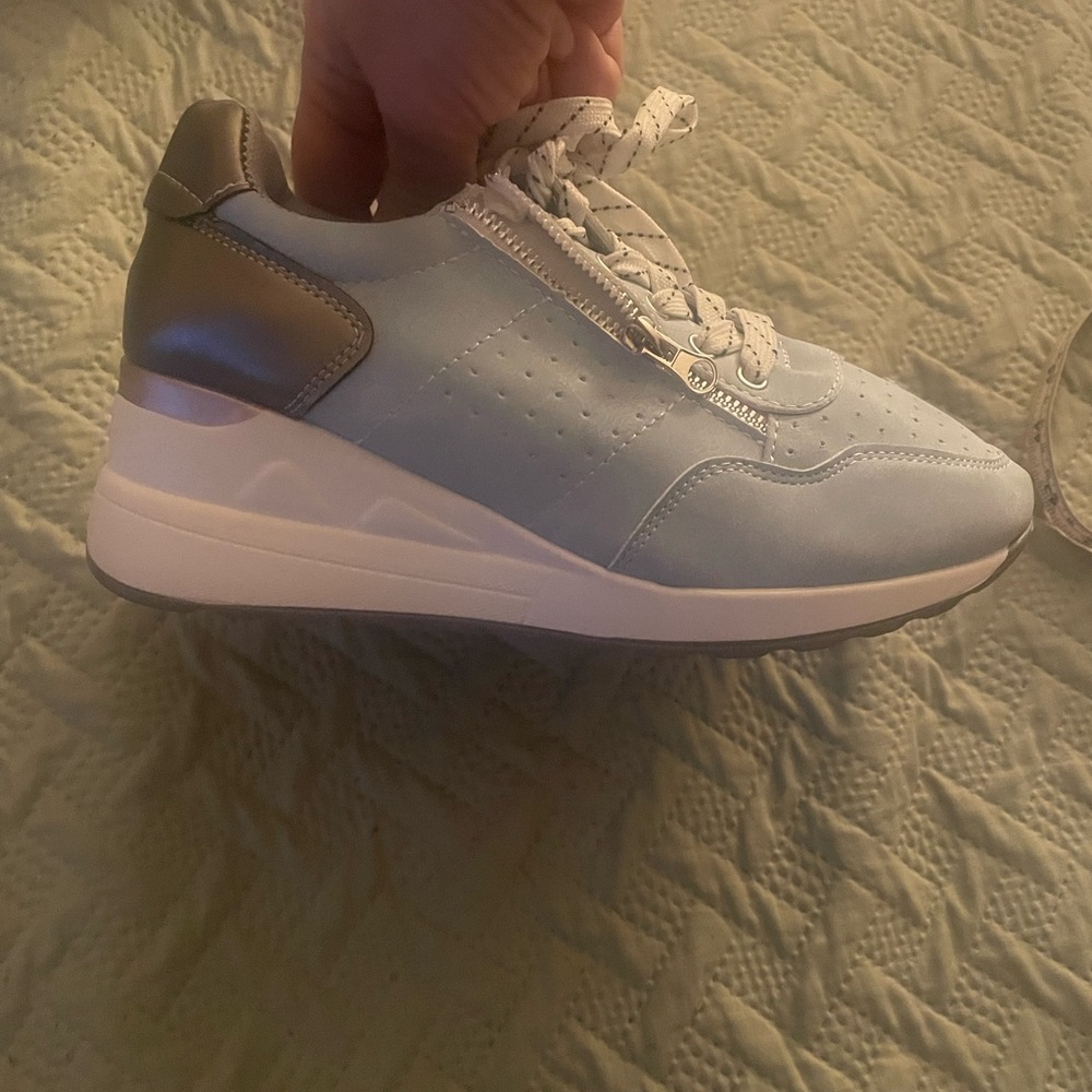 Women's Light Blue and Silver Athletic Shoes